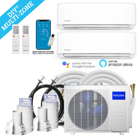Image of MRCOOL DIY 36K BTU 4th Generation 2-Zone Ductless Heat Pump Condenser With 9k+24k Wall Mount Air Handler Bundle