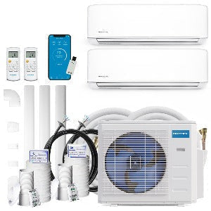 Image of MRCOOL DIY 36K BTU 2-Zone 4th Generation Ductless Heat Pump Condenser With 12k+18k Air Handler With (1) 16ft & (1) 35ft Line Set Bundle