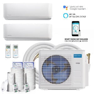 MRCOOL DIY 36K BTU 2-Zone 4th Generation Ductless Heat Pump Condenser With 12k+18k Air Handler With (2) 25ft & (1) 50ft Line Set Bundle With Coupler