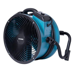 XPOWER X-39AR 1/4 HP 2100 CFM Variable Speed Sealed Motor Industrial Axial Air Mover, Blower, Fan with Built-in Power Outlets - Blue