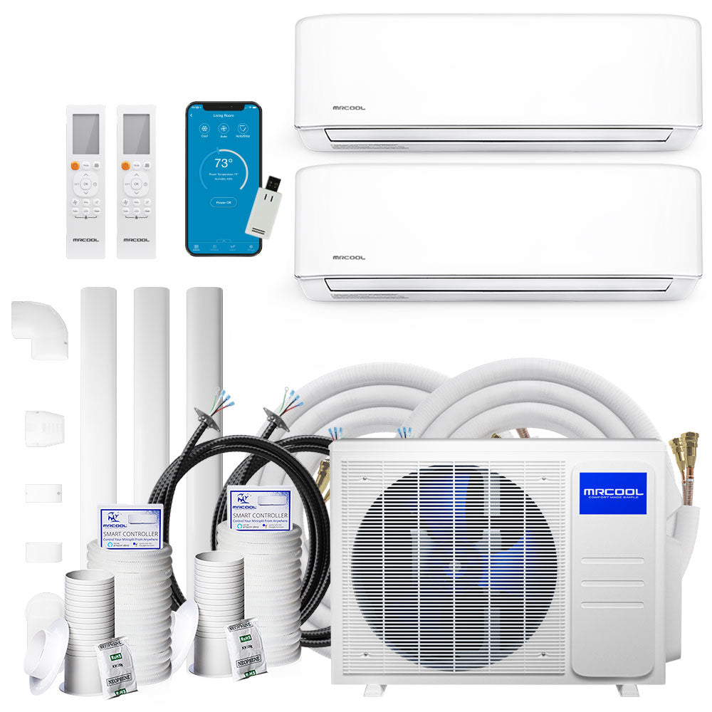 MRCOOL DIY 5th Gen 2 zone Ductless Mini-Split Inverter And Wall Mount Heat Pump System - 18,000 BTU; 230V