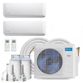 MRCOOL DIY 18K BTU 2-Zone 4th Generation Ductless Heat Pump Condenser With 9k+12k Air Handler Bundle