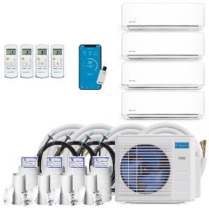 Image of MRCOOL DIY 36K BTU 4-Zone 4th Generation Ductless Heat Pump Condenser With 9k+9k+9k+12k Air Handler With (1) 16ft & (3) 35ft Line Set Bundle